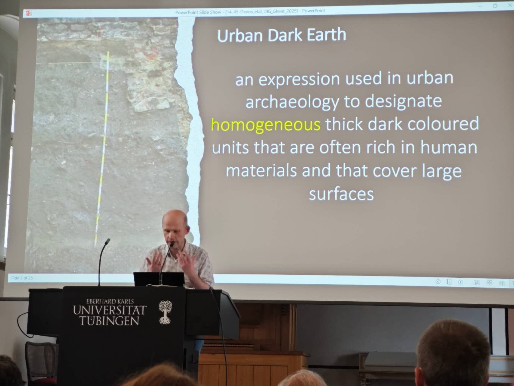 Slide: definition of Urban Dark Earth during oral presentation